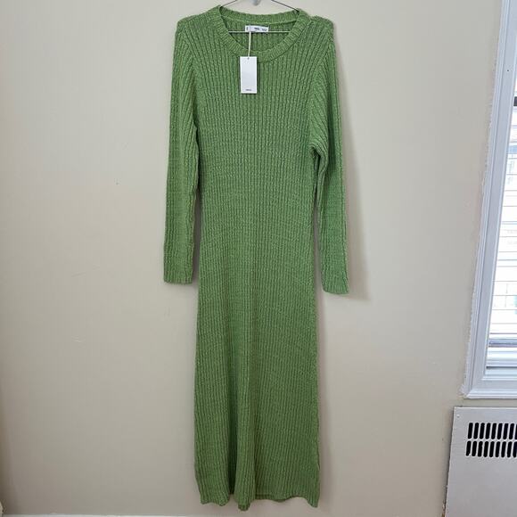 NWT Mango Green Ribbed Long Dress Size 1XL / 14 - Picture 5 of 14